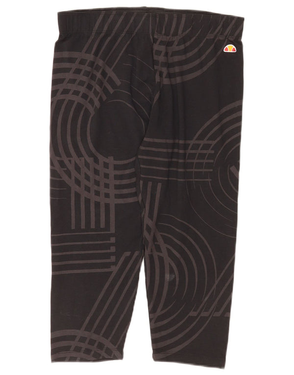 Ellesse Damen Capri-Leggings UK 12 Mittelschwarze geometrische Baumwolle