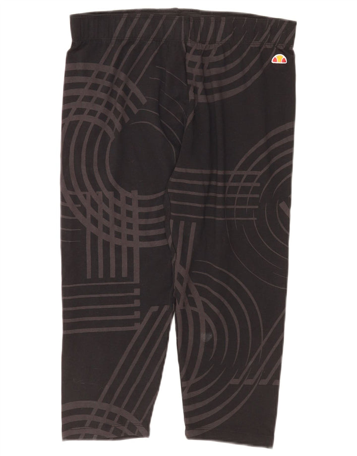 Ellesse Womens Capri Leggings UK 12 Medium Black Geometric Cotton