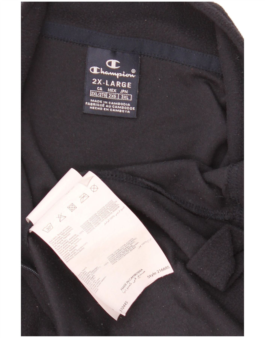 Champion Mens Zip Neck Fleece Jumper 2XL Navy Blue Polyester