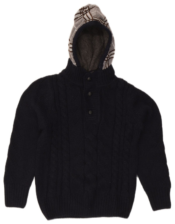 Suéter Zara Boys com capuz e gola redonda 11-12 anos azul marinho xadrez