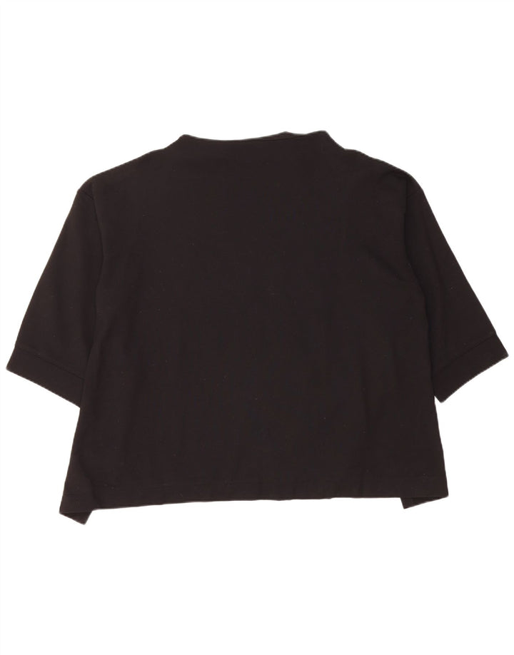 Dkny Womens Graphic Top 3/4 Sleeve UK 16 Large Black Rayon