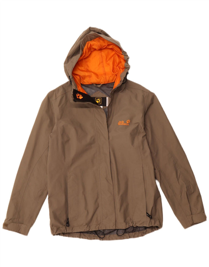 Giacca antipioggia con cappuccio da donna JACK WOLFSKIN UK 14/16 Large Beige Poliammide