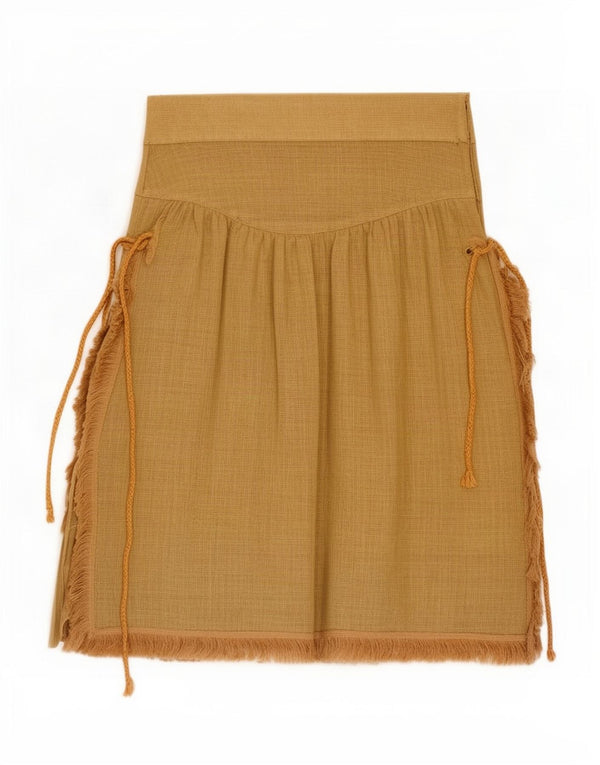 Vintage Womens A-Line Skirt IT 44 Medium W28 Khaki Linen