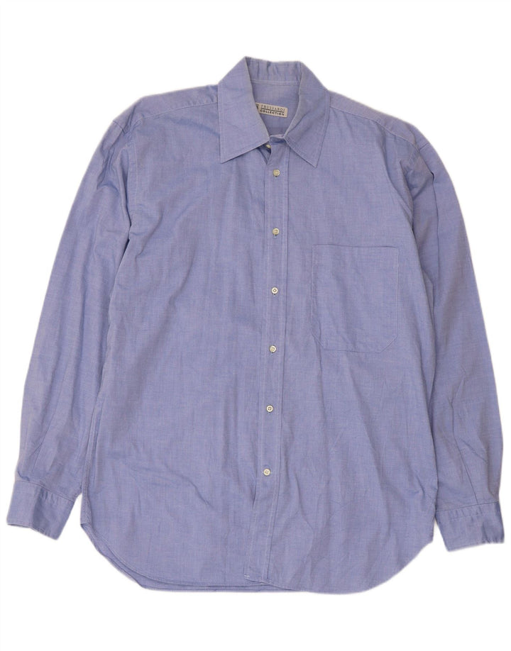 Trussardi Jeans Mens Shirt Size 40 15 1/2 Medium Blue Cotton