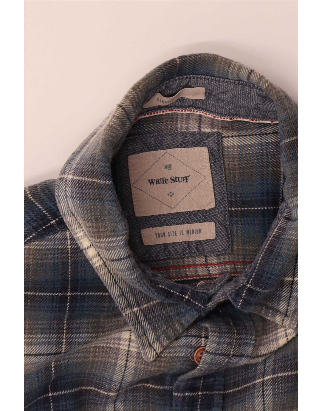 Camisa masculina de flanela clássica de material branco algodão xadrez azul médio