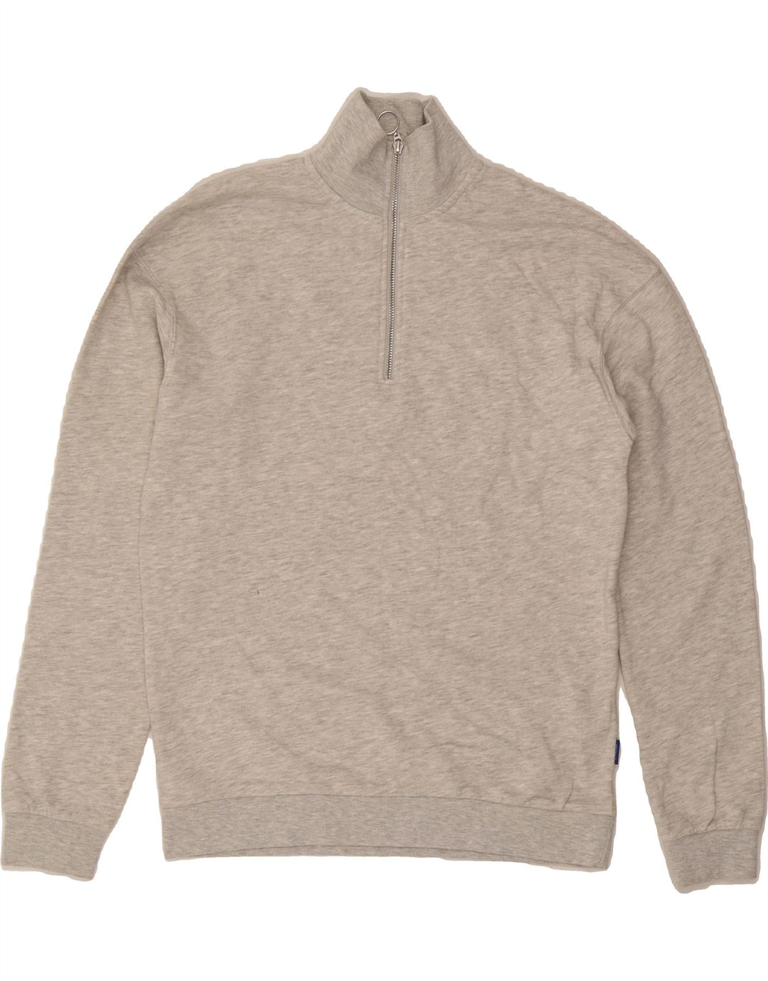 JACK & JONES Mens Zip Neck Sweatshirt Jumper Small Grey Polyester Vintage Jack & Jones and Second-Hand Jack & Jones from Messina Hembry 