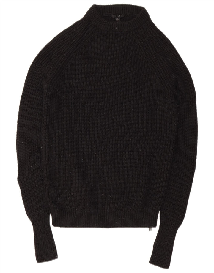 Cos Herren-Pullover mit Rundhalsausschnitt, XS, schwarze Wolle