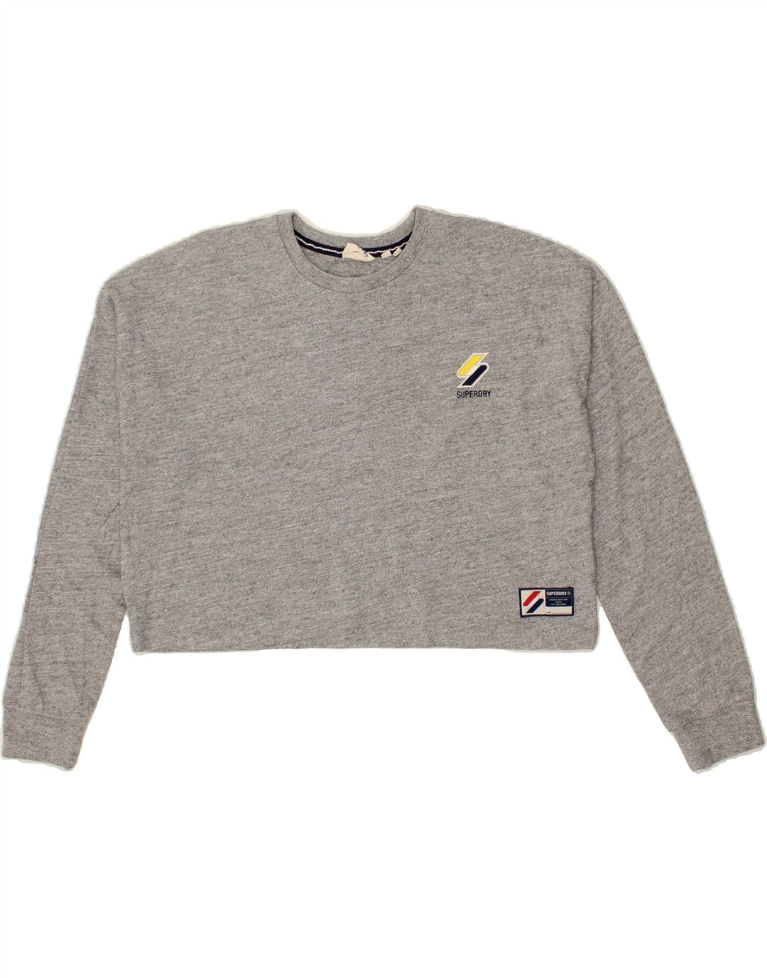SUPERDRY Womens Oversized Crop Sweatshirt Jumper UK 14 Large  Grey Cotton Vintage Superdry and Second-Hand Superdry from Messina Hembry 