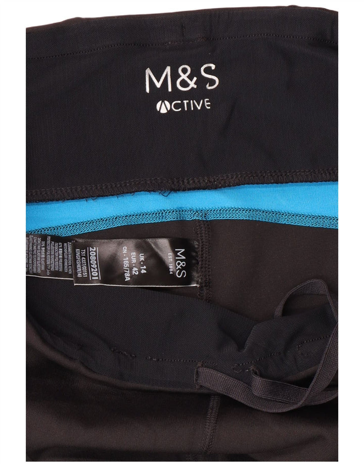 Marks & Spencer Womens Leggings UK 14 Medium Black Colourblock Polyester