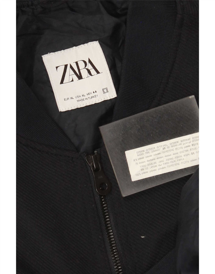 Zara Herren Bomberjacke UK 42 XL Marineblau Polyester