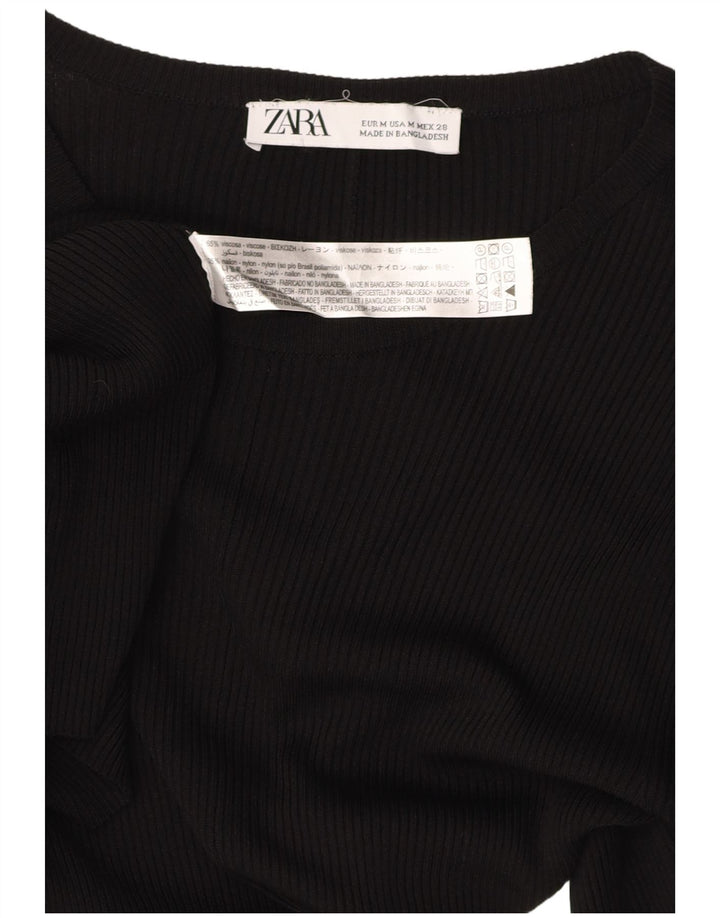 ZARA Womens Long Sleeve Maxi Dress UK 12 Medium Black Viscose