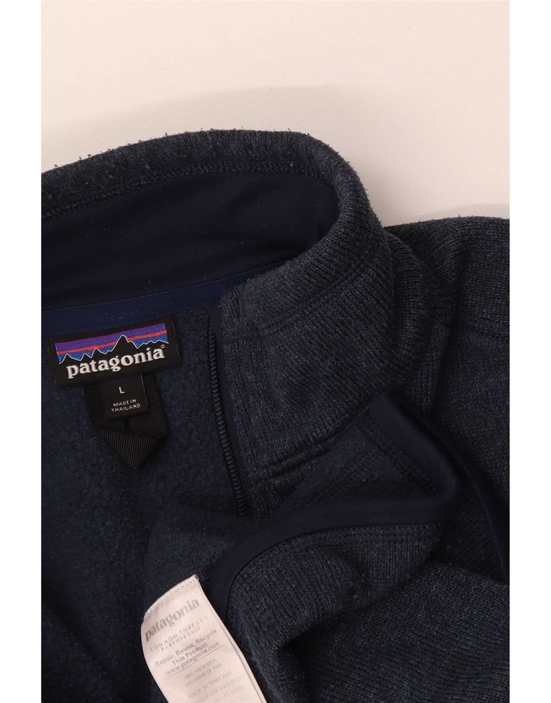 Patagonia Hommes Zip Neck Sweatshirt Jumper Grand Bleu Marine Polyester