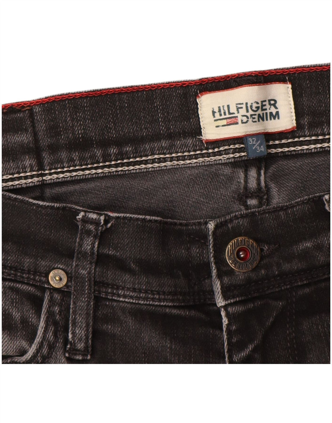 Tommy Hilfiger Mens Slim Jeans W32 L34 Black Cotton