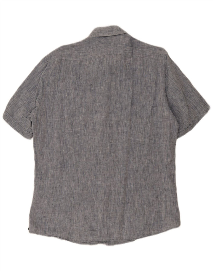 Hugo Boss Chemise à manches courtes pour hommes Large Bleu Coton