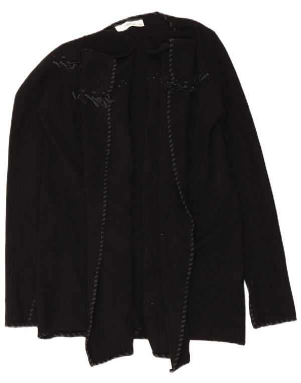 Zara Womens Asymmetric Open Cardigan Sweater UK 10 Small Black Polyester