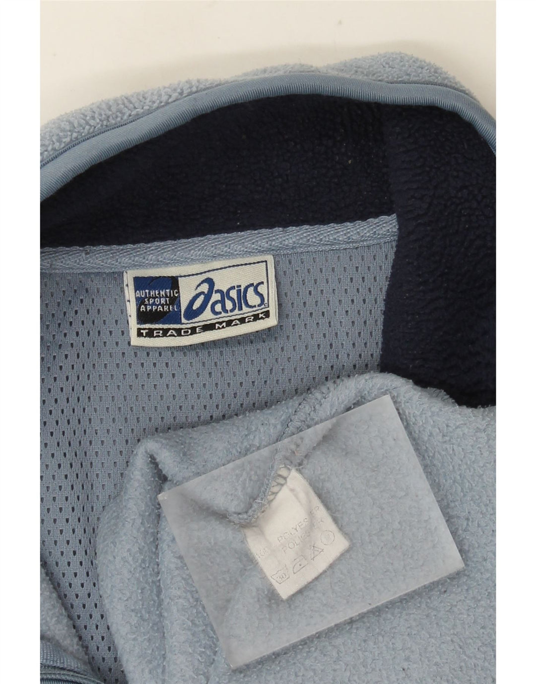 Maglione in pile ASICS da uomo con zip e collo, grande, in poliestere blu
