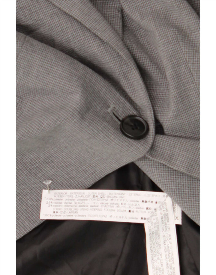 Jaqueta blazer feminina Zara com 1 botão EU 42 grande cinza houndstooth poliéster