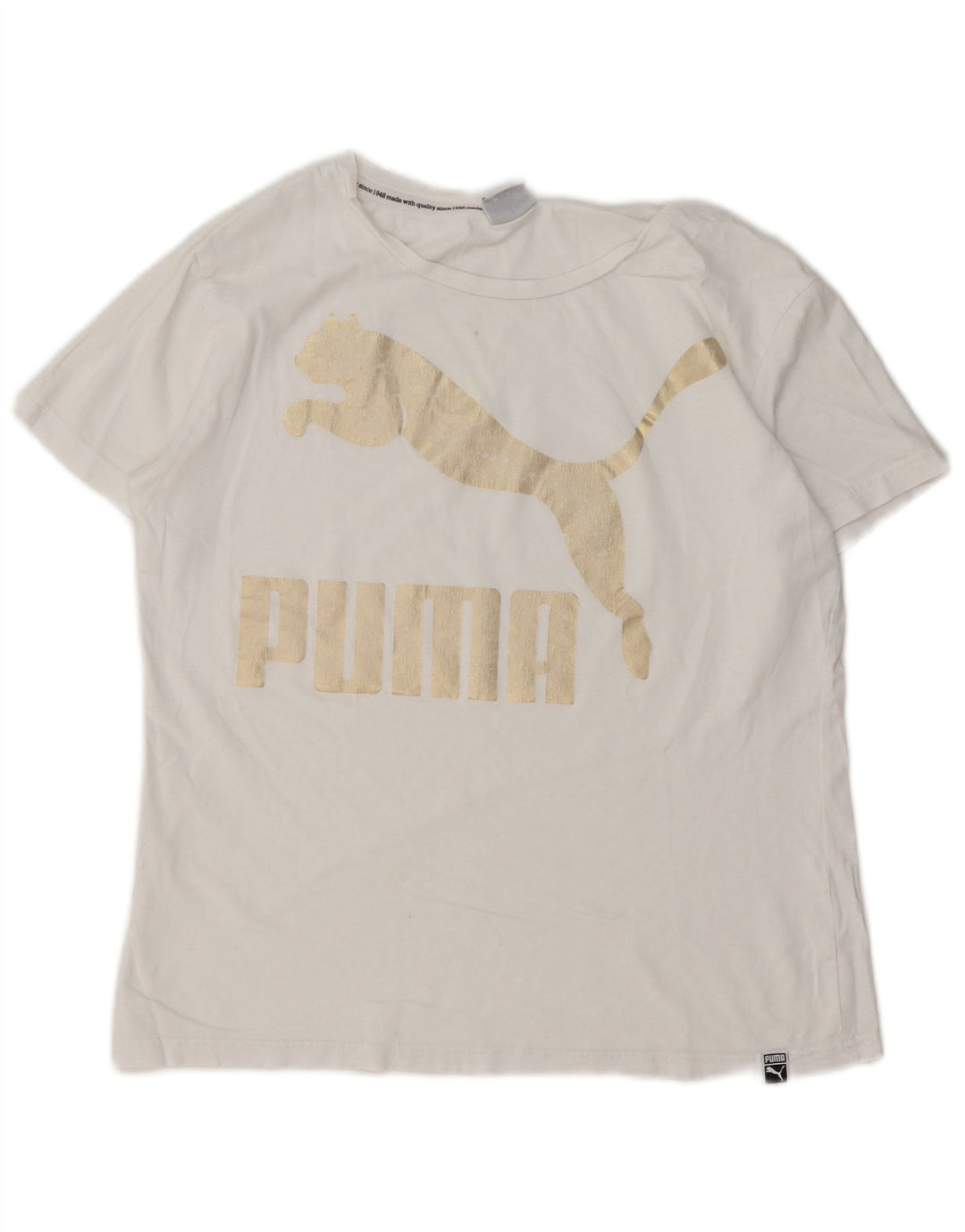 PUMA Womens Graphic T-Shirt Top UK 12 Medium  White