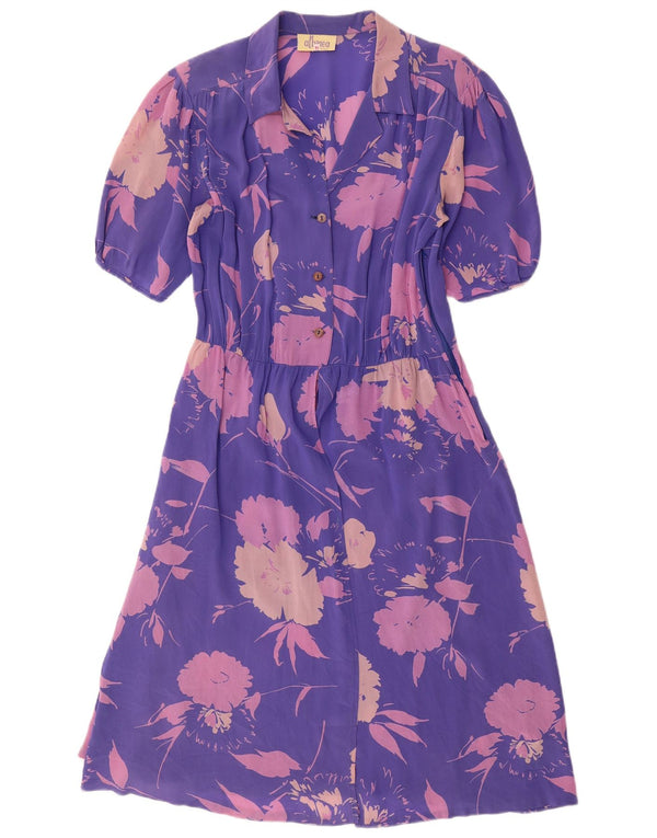 Albinea Dame A-Line Kjole UK 16 Large Purple Floral Acetate