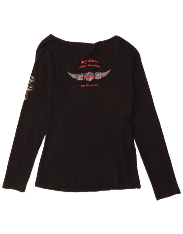 Harley Davidson Haut graphique pour femme à manches longues UK 18 XL Coton noir