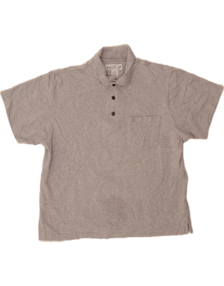 SLAM Mens Polo Shirt Large Grey Cotton Vintage Slam and Second-Hand Slam from Messina Hembry 