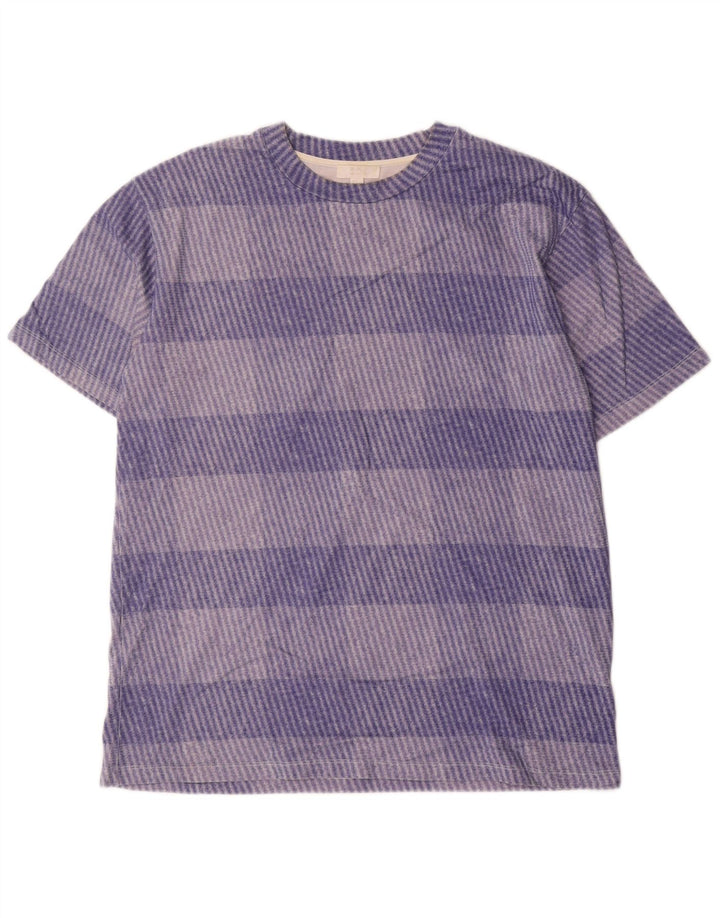 Cos Mens T-Shirt Top Medium Blue Check Cotton