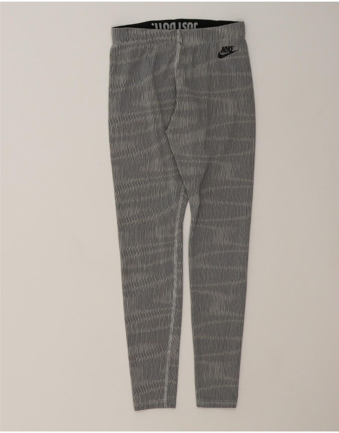 NIKE Womens Leggings UK 10 Small Grey Striped Cotton Vintage Nike and Second-Hand Nike from Messina Hembry 