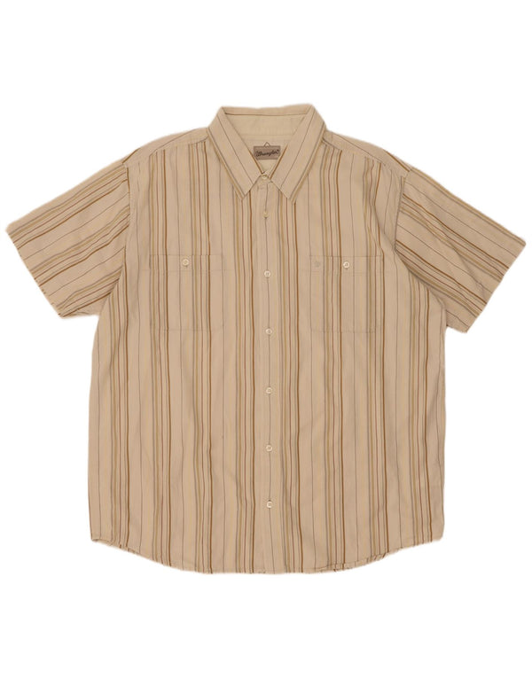 Wrangler Camisa masculina de manga curta 2XL listrada bege