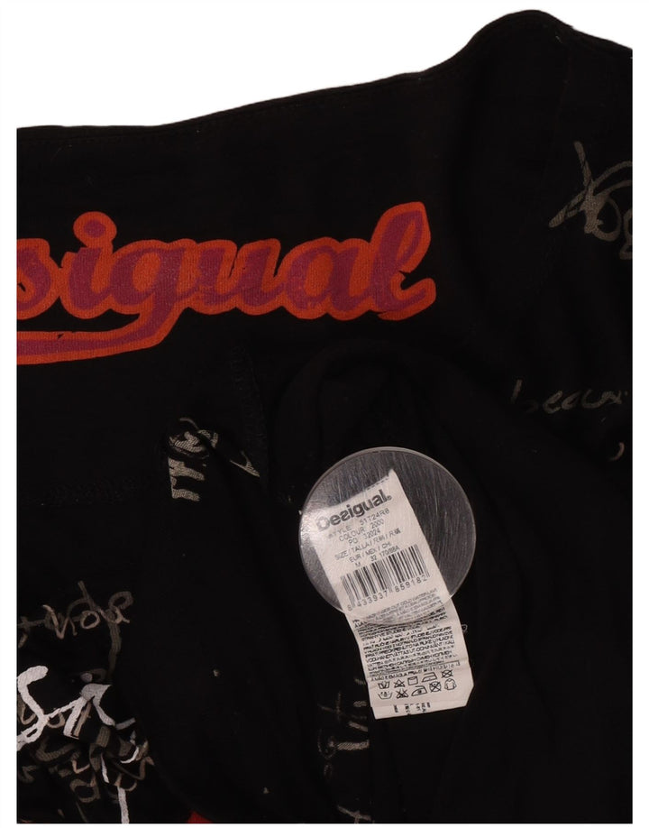 Desigual Womens Oversized Graphic T-Shirt Top UK 14 Medium Black Viscose