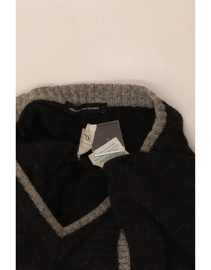 Sergio Tacchini Mens V-Neck Jumper Sweater XL Grey Wool