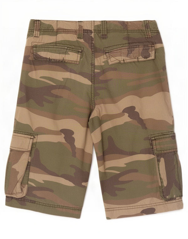 Benetton Boys Cargo Shorts 10-11 Years XL W28 Khaki Camouflage Cotton