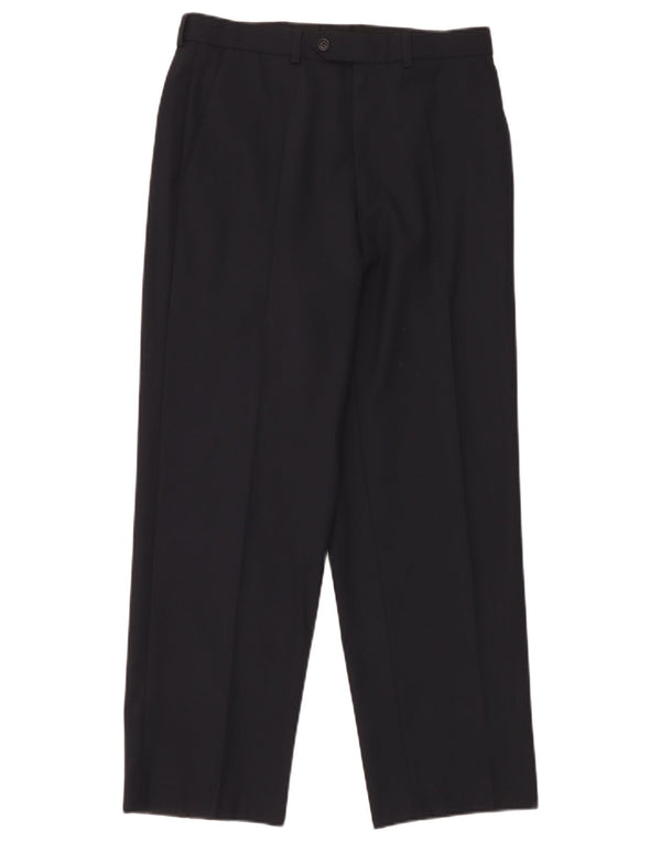 Marks & Spencer Mens Straight Suit Trousers W30 L29 Navy Blue New Wool