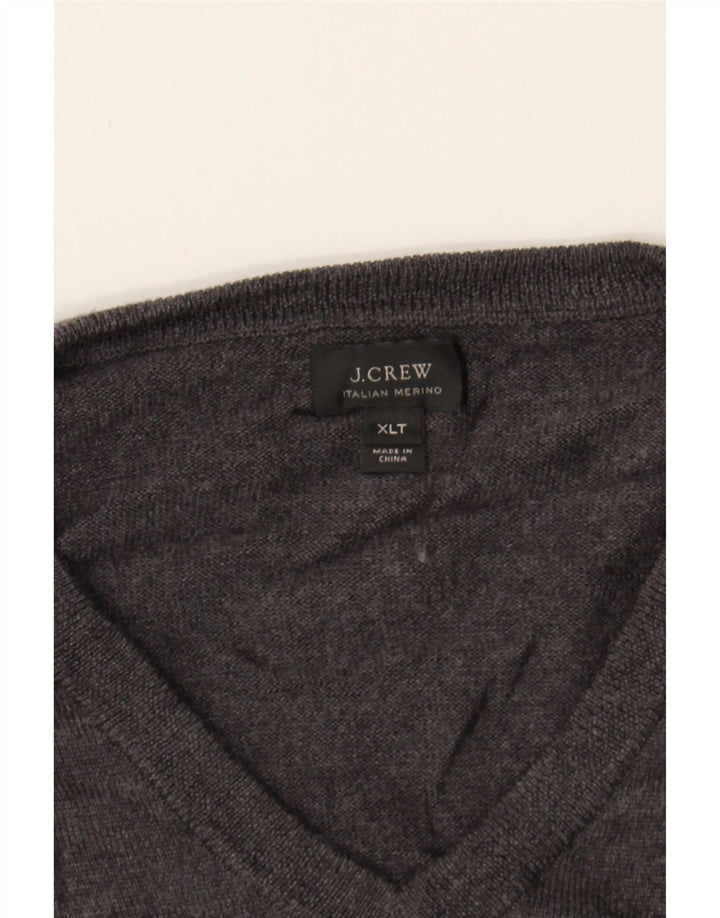 J. CREW Mens V-Neck Jumper Sweater XL Grey Merino Wool Vintage J. Crew and Second-Hand J. Crew from Messina Hembry 