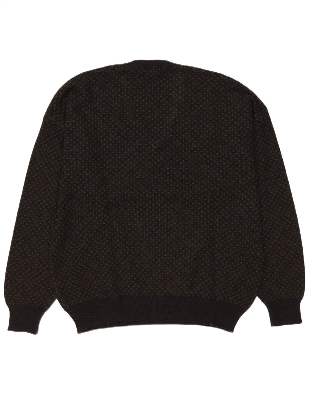 Bramante Mens V-Neck Jumper Sweater Large Grey Geometric Wool