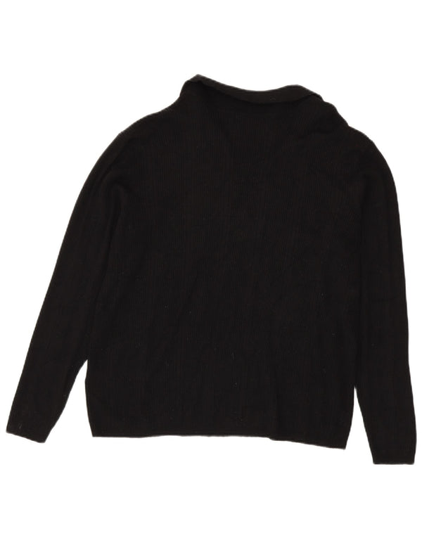 Suéter feminino Marks & Spencer com gola polo, Reino Unido 18 XL, preto, viscose