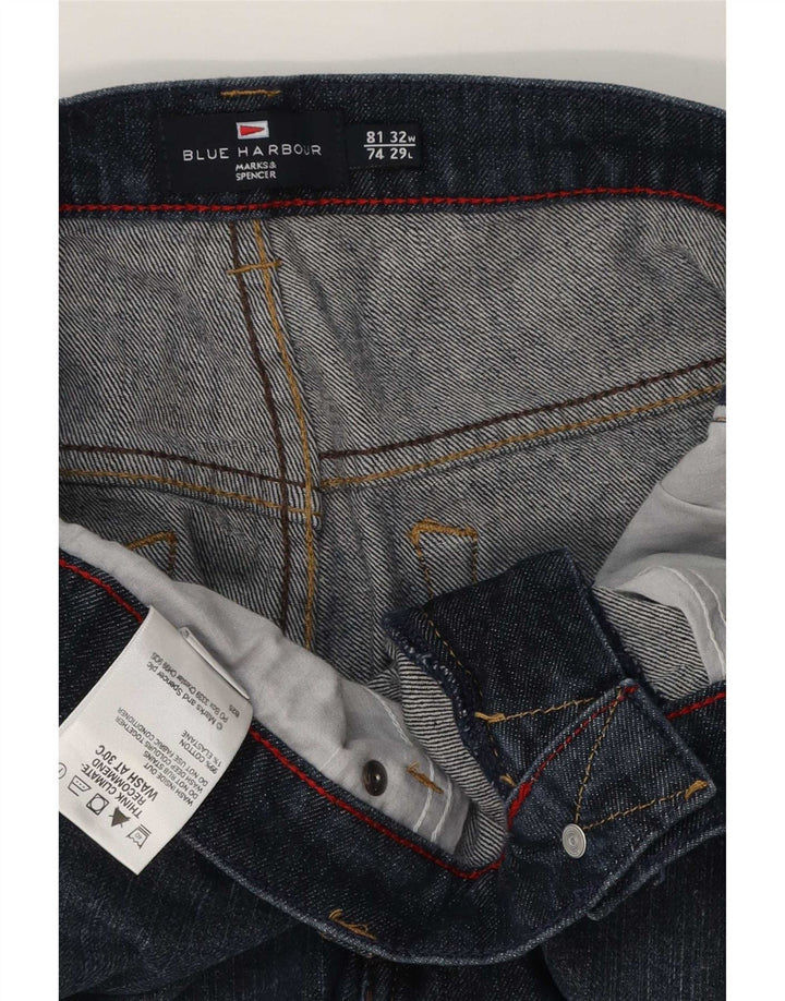 Marks & Spencer Herre Blue Harbor Straight Jeans W32 L29 Navy bomuld