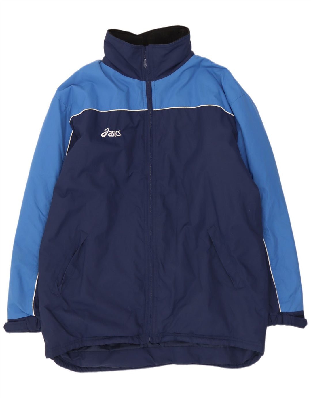 Asics Mens Windbreaker Jacket UK 40 Large Navy Blue Colourblock Nylon
