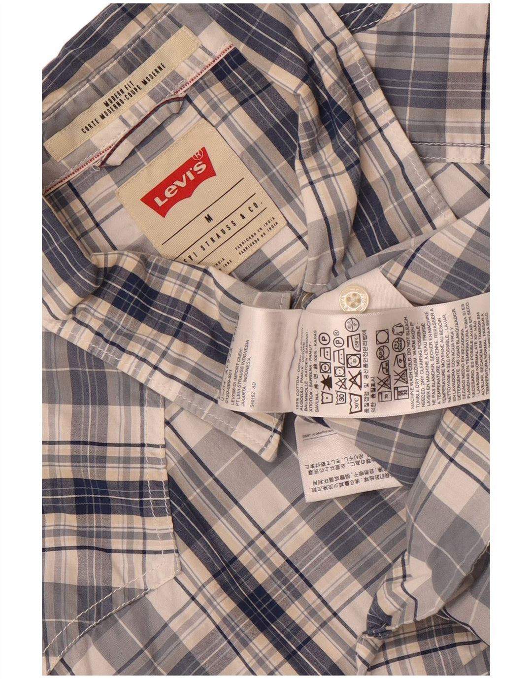 Levi's Herren-Hemd mit moderner Passform, mittelblau, kariert, Baumwolle