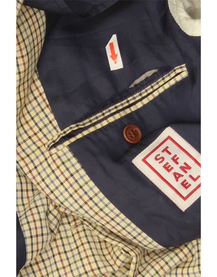 Stefanel Mens 3 Button Blazer Jacket UK 38 Medium Beige Check