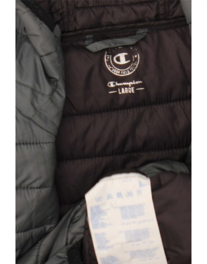 Champion Veste matelassée à capuche pour homme UK 40 Large Gris Polyamide