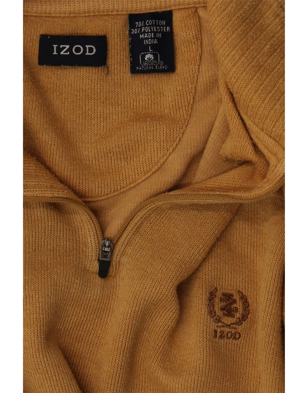 IZOD Mens Zip Neck Jumper Sweater Large Brown Cotton Vintage Izod and Second-Hand Izod from Messina Hembry 