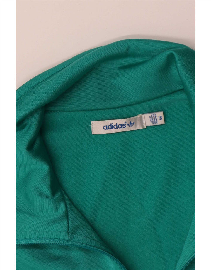 Adidas Womens Graphic Tracksuit Top Jacket IT 46 Poliéster Verde Médio