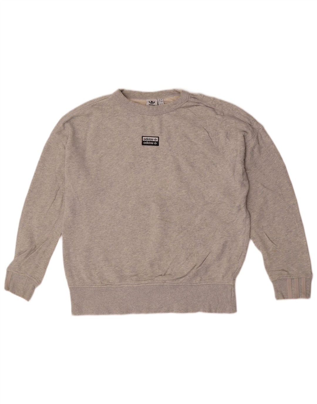 Adidas Womens Oversized Sweatshirt Jumper UK 8 Small Grey Flecked Cotton