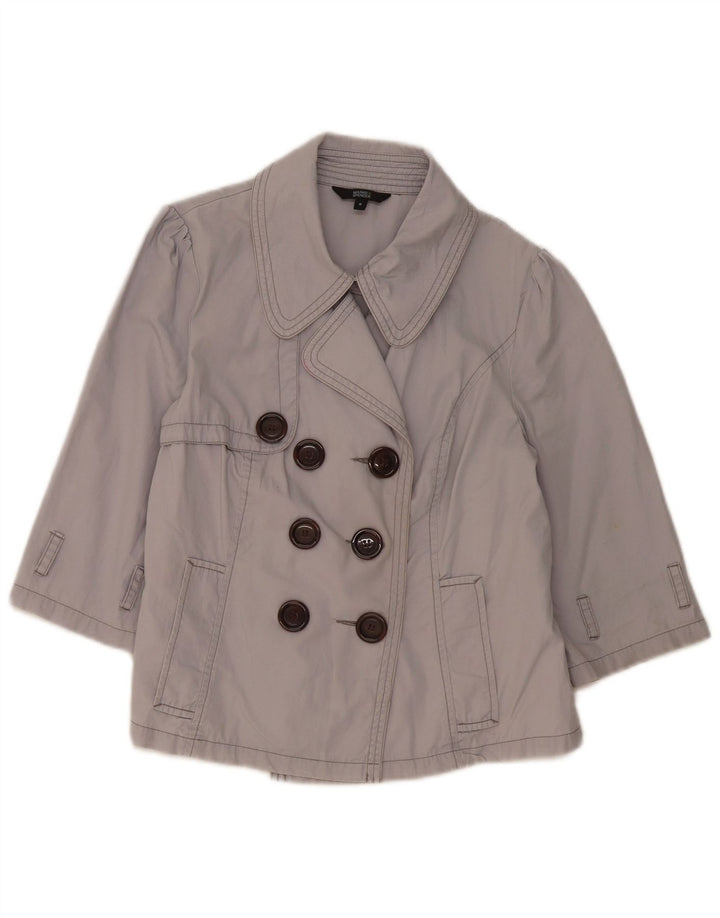 Marks & Spencer Womens 3/4 Sleeve Double Breasted Jacket UK 8 Small Grey