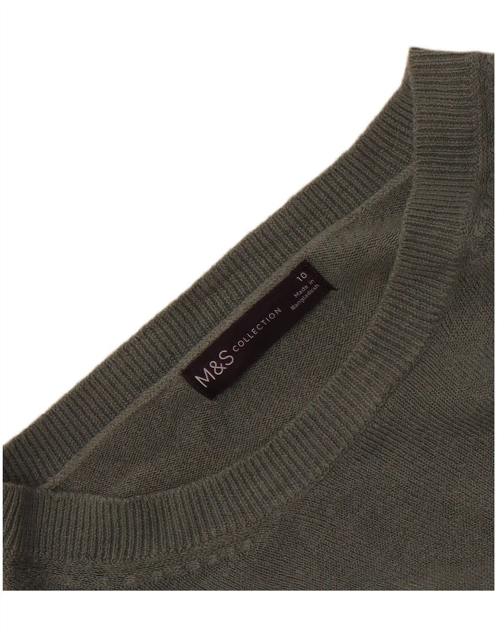 Marks & Spencer Womens Boat Neck Jumper Sweater UK 10 Small Khaki