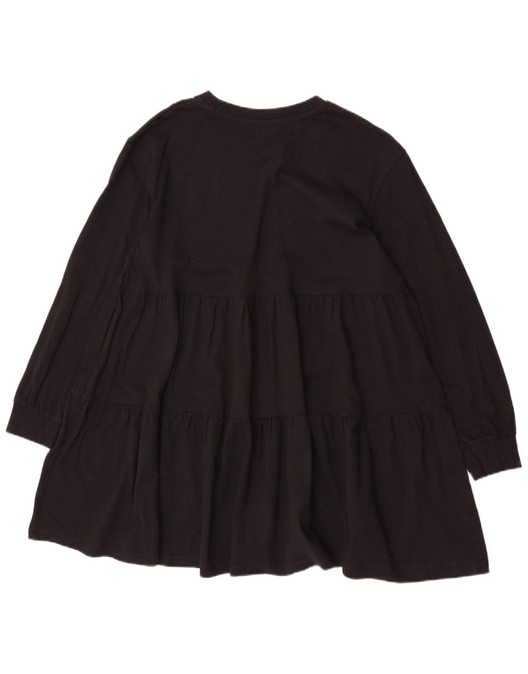 Zara Dame Langærmet Tiered Dress UK 14 Medium Sort