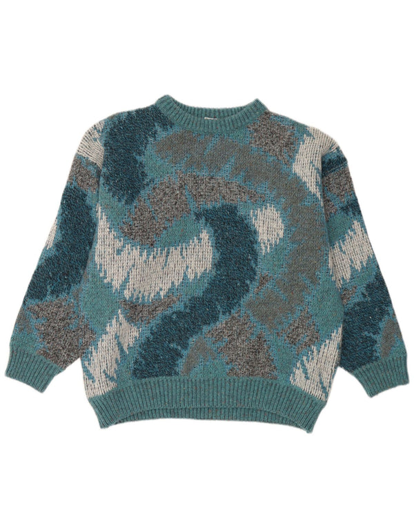 4 Castella Mens Boat Neck Jumper Sweater Large Blue Colourblock Acrylic