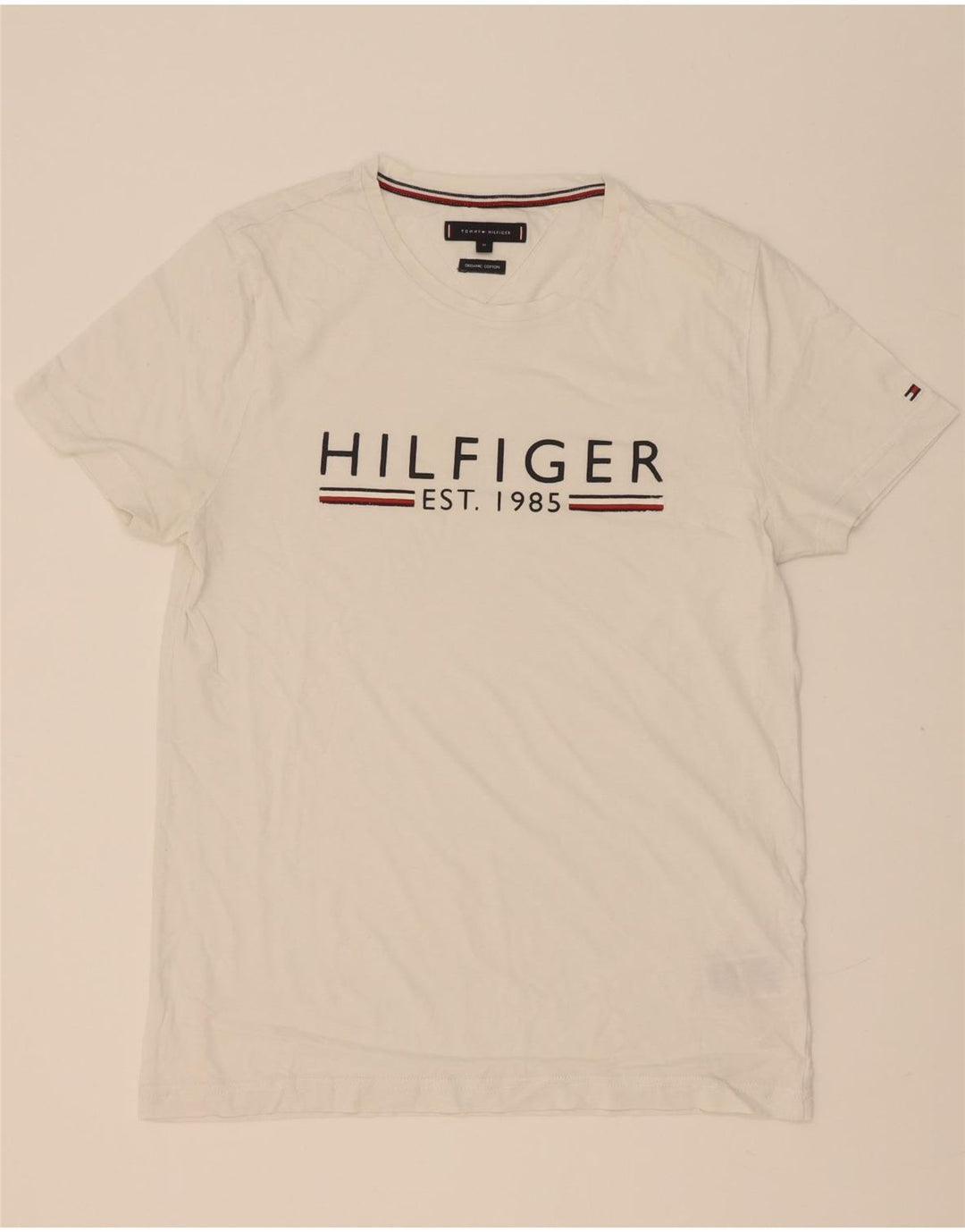 Tommy Hilfiger Mens Graphic T-Shirt Top Medium White Cotton