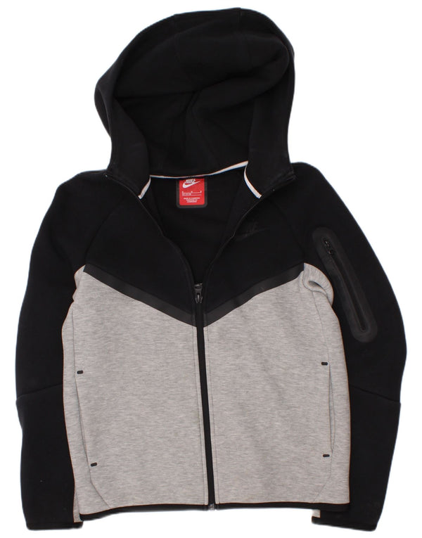 Nike Jungen-Kapuzenpullover mit Reißverschluss, 10–11 Jahre, mittelgraue Colourblock-Baumwolle