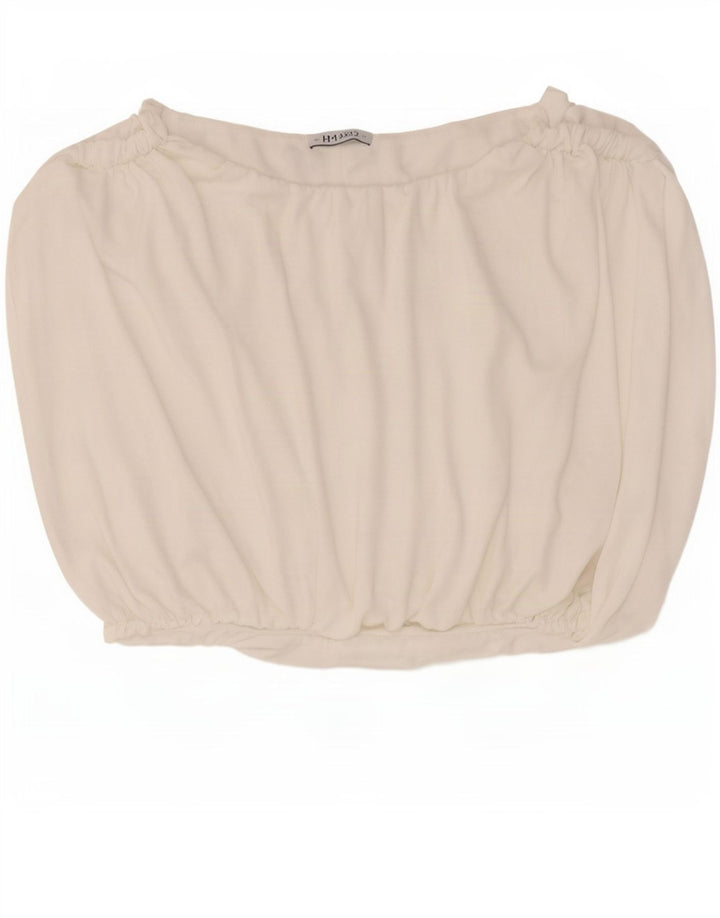 Zara Haut court sans manches pour femme UK 12 Polyester blanc moyen